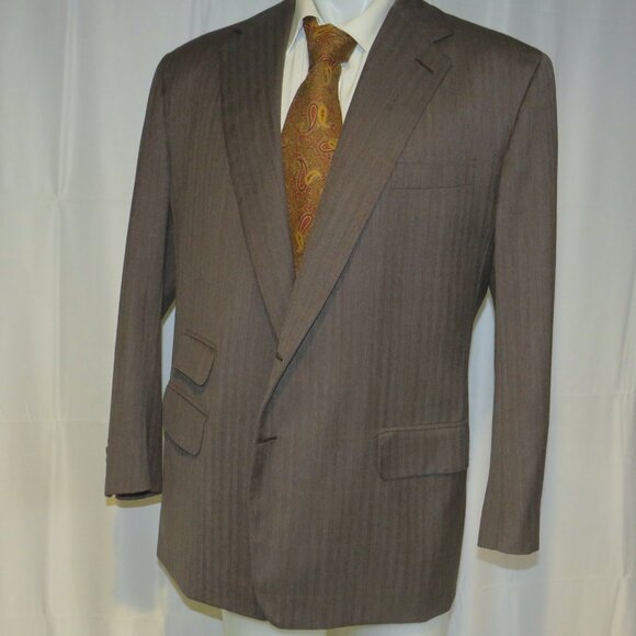 Anderson & Sheppard Savile Row Bespoke Brown Herringbone Sport Coat 42R - Picture 6 of 16